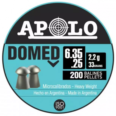 Пули пневматические Apolo Domed 6,35 мм 2,2 грамма (200 шт.)