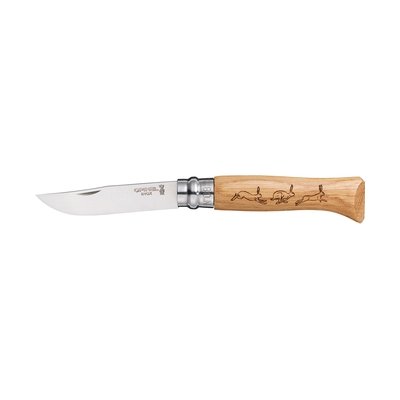 Нож Opinel Tradition Animalia №08, нержавеющая сталь, дуб, заяц, 001623