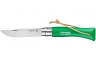 Нож Opinel Tradition Colored №07, нержавеющая сталь, с темляком, зеленый, 002210