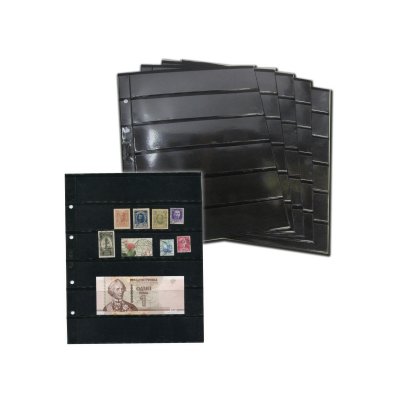 Лист двухсторонний для бон и марок на черной основе 200х250мм на 6 ячеек размером 40х184мм